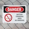 Signmission Battery Charging Area No Smoking Danger Sign, Plastic, 10in W x 7in L, 2PK OS-2PACK-DS-P-710-L-1040 - alternate 2